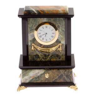 Часы из офиокальцита с выдвижным ящиком / настольные часы / часы декоративные / кварцевые часы / интерьерные часы /