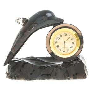 Часы сувенирные "Дельфин" черный обсидиан 122921
