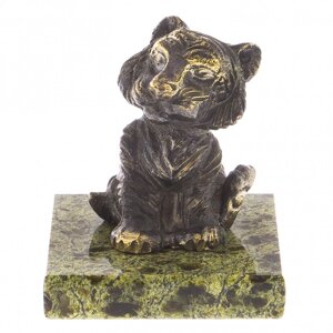 Декоративная статуэтка фигурка "Тигр Тигрёна" бронза змеевик - прикольный подарок на Новый год