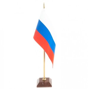 Флагшток с флагом Российской Федерации на подставке из лемезита