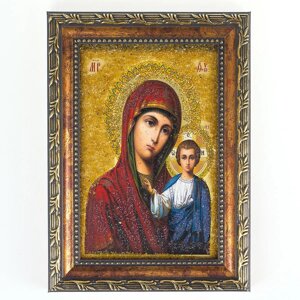 Икона Казанская рамка багет 13х18 см, каменная крошка 119233