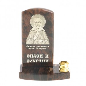Икона с подсвечником "Св. Матрона Московская" камень обсидиан 123002