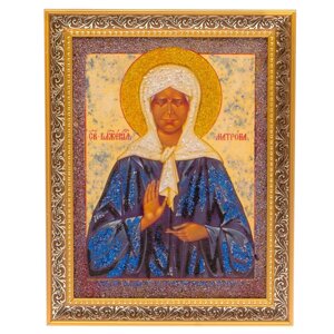 Икона Св. Матрона Московская рамка багет 18х23 см, каменная крошка 125592