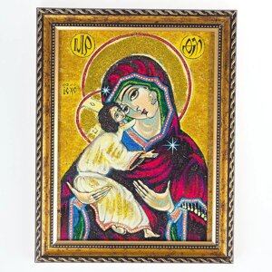 Икона Владимирская рамка багет 18х23 см, каменная крошка 119237