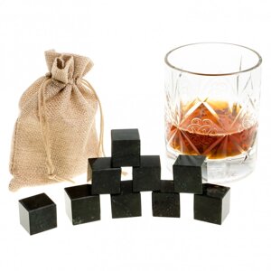 Камни для виски набор 9 кубиков черный змеевик 123476