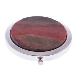 Карманное зеркальце круглое с родонитом цвет серебро 122261