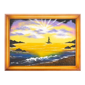 Картина "Морской пейзаж" багет дерево 36х46 см, каменная крошка 111696