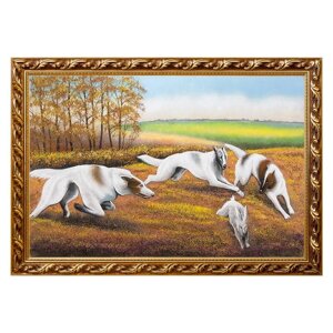 Картина "Охота на зайца" багет 46х66 см, каменная крошка 111809