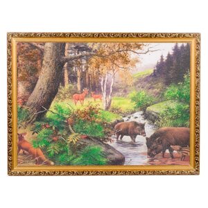 Картина с каменной крошкой "Лесной ручей" багет 58х78 см К535 112408