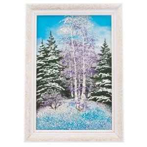 Картина "Зимний пейзаж" багет 24х34 см, каменная крошка 111286