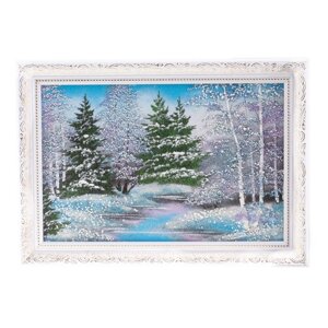 Картина "Зимний пейзаж" багет 24х34 см, каменная крошка 112509