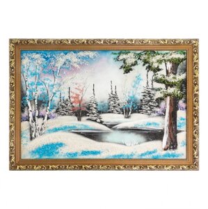 Картина "Зимний пейзаж" багет 46х66 см, каменная крошка 111262
