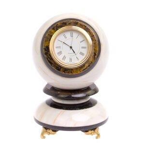 Настольные часы "Антистресс" 10 см из газганского мрамора / часы декоративные / кварцевые часы / интерьерные часы /