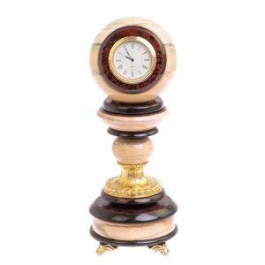 Настольные часы "Шар Антистресс" 10 см на подставке из мрамора / часы декоративные / кварцевые часы / интерьерные часы