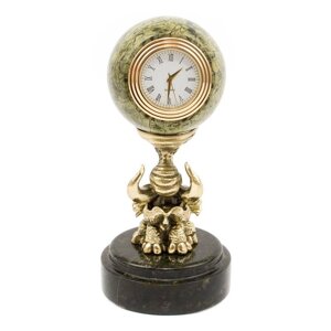 Настольные часы "Слон с шаром" из камня и бронзы 116389