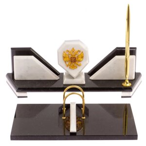 Настольный набор "Эталон" с гербом РФ мрамор 126285