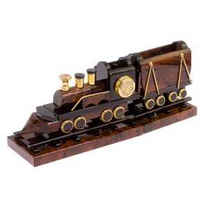 Подарочная модель Паровоз с вагоном из обсидиана в подарок железнодорожнику