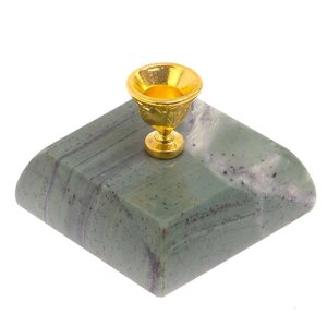 Подсвечник для церковной свечи из камня офиокальцит 5х5х3,5 см