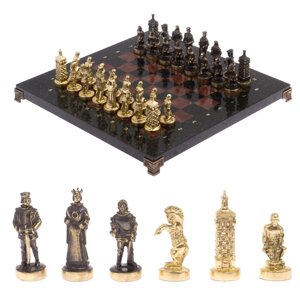 Шахматы бронзовые "Европейские" доска 32х32 см лемезит / Шахматы подарочные / Шахматный набор в подарок / Настольная