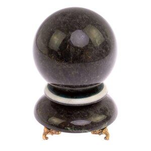 Шар "Антистресс" из камня лабрадорит 9 см на подставке / шар декоративный / шар для медитаций / каменный шарик /