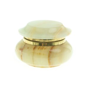Шкатулка круглая "Грибок" камень оникс бело-коричневый 7,6х5,9 см (3) / шкатулка для ювелирных украшений / для хранения