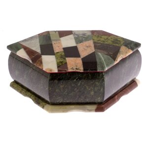 Шкатулка с мозаикой из камня "Колье" 19х12х7 см / шкатулка для ювелирных украшений / для хранения бижутерии / каменная