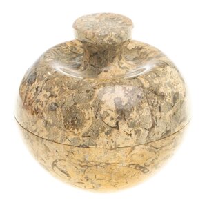 Шкатулка "Яблоко" из натурального камня ракушечник 10х10х9 см (4) / шкатулка для ювелирных украшений / для хранения