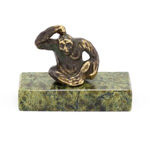 Статуэтка "Думающая обезьяна" бронза змеевик 116171