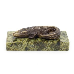Статуэтка из бронзы и змеевика "Крокодил" малый 116183