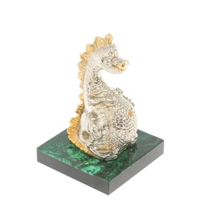 Статуэтка "Пузатый дракон" малахит бронза 127253