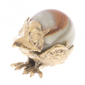 Статуэтка сувенир "Попугай с шаром" бронза камень оникс 122070