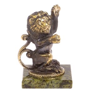 Сувенир из бронзы и змеевика "Лев сидит с поднятой лапой" 126359