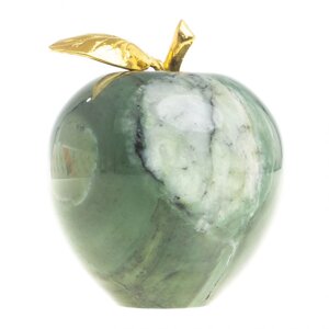Сувенир "Яблоко" среднее камень офиокальцит 6,5х8 см / сувенир из камня / яблоко декоративное / сувенир настольный