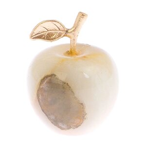 Яблоко сувенирное камень оникс белый 3,2х4 см (1,25) / яблоко декоративное / настольный сувенир из камня