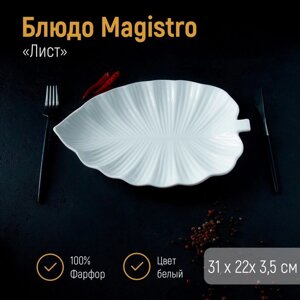 Блюдо фарфоровое Magistro «Лист», 3021 см, цвет белый