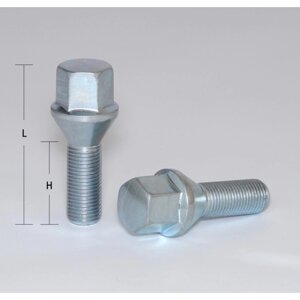 Болт 12x1.25 мм, длина 52/28 мм, под ключ 17 мм, конус, цинк