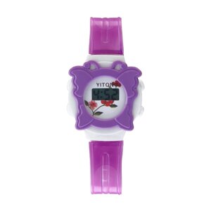 Часы наручные электронные детские "Бабочка", d-3 см, длина 19.5 см , микс