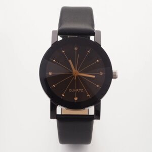 Часы наручные кварцевые женские "Грань", d-3.1 см, черные