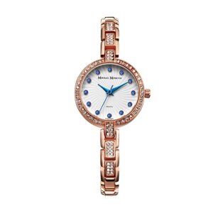 Часы наручные женские "Михаил Москвин", белый циферблат, золотистый браслет, 577-8-2