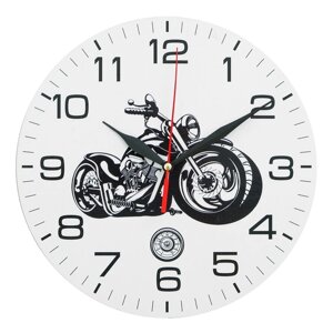 Часы настенные "Мотоцикл", плавный ход, d=24 см