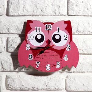Часы настенные, серия: Детские, "Розовая сова", плавный ход, 24 х 24 см