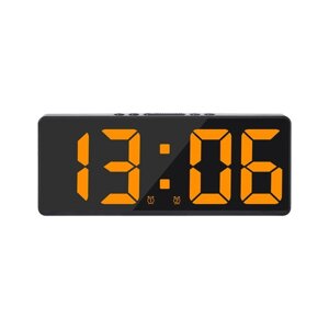 Часы настольные электронные: будильник, термометр, календарь, USB, 15х6.3 см, оранжевые цифры 9197