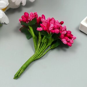 Цветы для декорирования Соцветие" ярко-розовый 1 букет=12 цветов 8,5 см (12 шт)