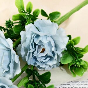 Цветы искусственные "Пион ветка" d-6 см 36 см голубой (2 шт)