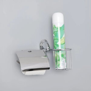 Держатель для туалетной бумаги Accoona A11105-1, отсек под дезодорант, цвет хром
