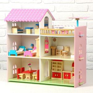 Дом деревянный для кукол, 41850 см, с мебелью