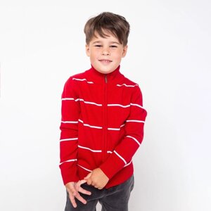 Джемпер для мальчика, цвет красный/белый МИКС, рост 128 см (8 лет)