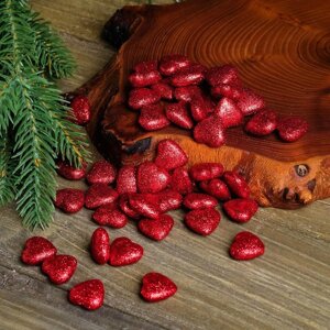 Фигурка для поделок и декора "Сердце", набор 50 шт., размер 1 шт. 1,51,50,5 см, цвет красный