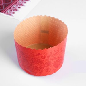 Форма бумажная для кекса, маффинов и кулича "Красная Пасха" 110x85 мм (20 шт)