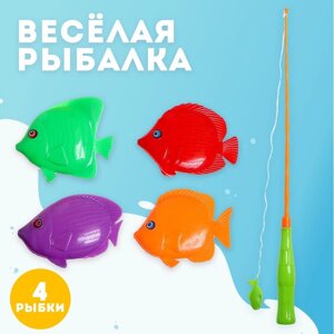 Игра магнитная «Весёлая рыбалка»удочка, 4 рыбки